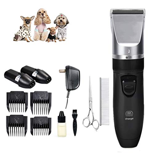 YC Tosatrici per Animali Domestici, Tosatrici per Cani Super silenziose Kit per toelettatura per Animali Domestici Tagliaerba Elettrico a Batteria a Basso Rumore per Cani/con cesoie e Pettine