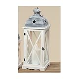  Holzlaterne, Gartenlaterne, Holz, Laterne, weiß, Windlicht, groß