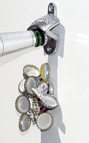 Wand-Flaschenöffner WALLY+NEODYMMAGNET / Wandflaschenöffner / Flaschen-Öffner mit Fang-Magnet, klein / Magnetfalle für ca. 15 Kronkorken