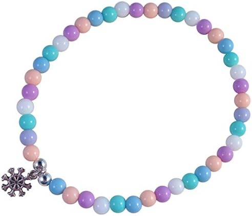HH Jewellery ANKLET Pale Pastel Acrylic Beads on Elastic with Snowflake Charm