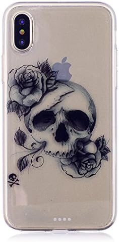 iPhone X Case, Wanxideng Soft Silicone Cover - Transparent Crystal Shell - Skull