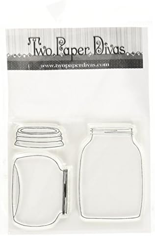 Two Paper Divas Rubber Clear Stamps 6-inch x 4.5-inch, Mason Jars