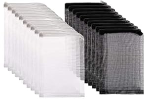 tao pipe 20pcs Aquarium Filter Bags Media Mesh Filter Bags with Zipper for Activated Carbon, Biospheres, Ceramic Rings, Clean and Recyclable (10pcs Black + 10pcs White)
