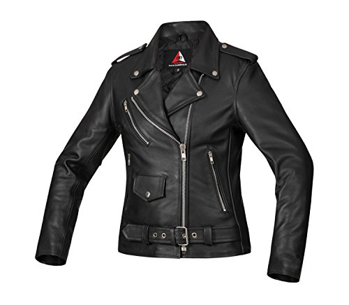 Bohmberg Premium Chaqueta de cuero atractiva para mujer - Cuero 100% real-para motociclistas-cuero pesado - XL