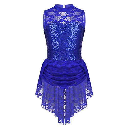 dPois Enfant Fille Tutu Ballet Robe Danse à Paillettes Artistique Robe Patinage Justaucorps Gymnastique Jupette de Danse Costume Jazz Spectacle Tenue Moderne 5-16 Ans