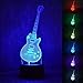 Produktbild Gitarre 3D Nachtlicht Illusion Lampe Nachttischlampe, 7 Farben ändern Touch-Schalter Schreibtisch Dekoration Lampen Beste Geschenkideen für Musikliebhaber, Kinder, Ad