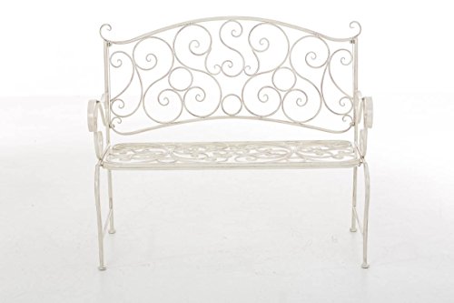 CLP Metall Gartenbank TUAN, 2-er Sitz-Bank Garten, Eisen lackiert, Design nostalgisch antik, 105 x 50 cm Antik Creme - 2