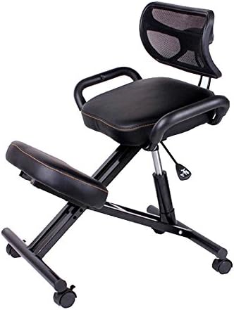 FUFU Massagers Kneeling Chair with Back Support – Ergonomic Chair Designed to Help Relieve Back Pain and Improve Posture For Foot Care ( Color : Black PU )
