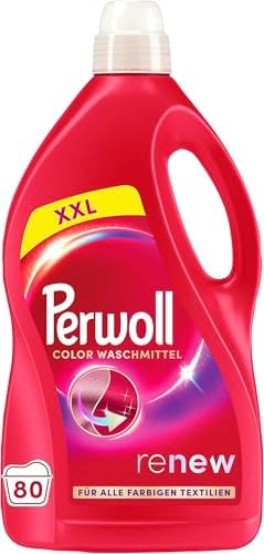 Perwoll Detersivo a colori (80 lavaggi), detersivo delicato pulisce delicatamente e rinnova colori e fibre, per tutti i tessuti colorati, detersivo a colori con tecnologia Tripla Renew
