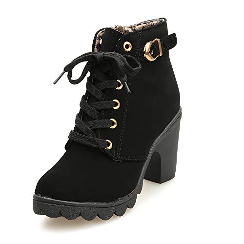 Botas Mujer Invierno, BBestseller Moda Calzado Mujer tacón Alto Botas Encaje hasta el Tobillo Botines para Mujer Zapatillas Casual
