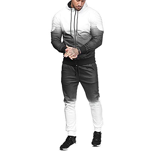 Hommes Sweat-Shirt À Capuche + Pantalon Ensembles de Sport Dégradé Muscle, QinMM Manteau à Glissière Classique Simple Survêtement Costume Manches Longues Running Sweat Hiver Jogging Jogger