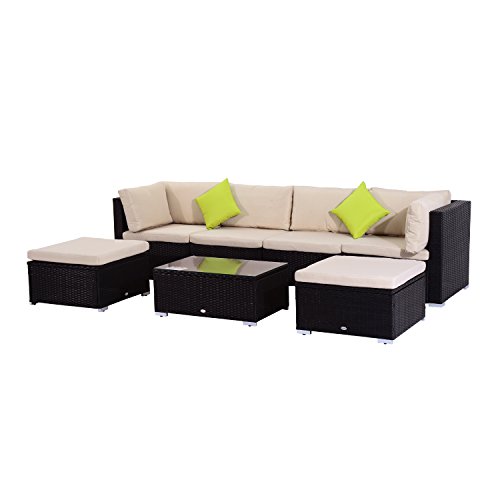 Outsunny Polyrattan Gartenmöbel 21tlg. Rattan Gartenset Sitzgruppe Loungeset Loungemöbel Gartengarnitur