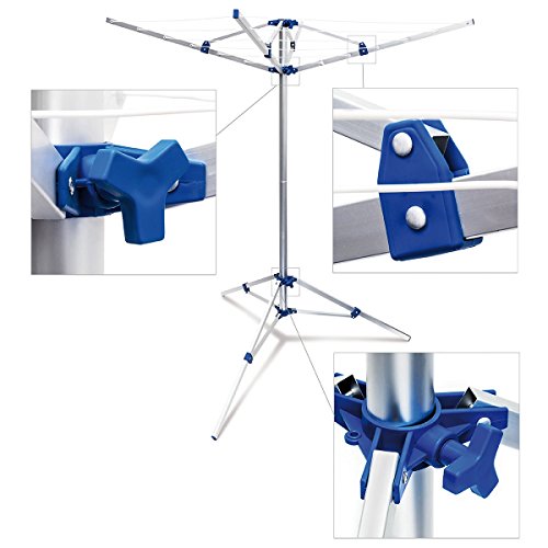 Relaxdays Wäschespinne 15 m H x B x T: ca. 162 x 113,5 x 109 cm mobiler Wäscheständer mit Standfuß und 4 Seiten zum Zusammenklappen und Tragen aus Aluminium für Garten, Balkon und Camping, silber - 5
