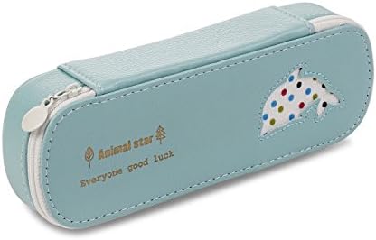 Pencil Case, PU Cuboid Pencil Case, Large Capacity Zipper Students Pencil Bag / Pencil Pouch / Makeup Cosmetic Case (no pencils), Blue