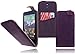 Produktbild DeVills Echt Leder Tasche Flip Case für das HTC Desire 610 Flip Cover Schutzhülle mit Magnetverschluss - EC-/ Kreditkartenfach - SIM und SD Kartenfach aus edlem Rindleder in trendigem Used Look in crazy violett / plum
