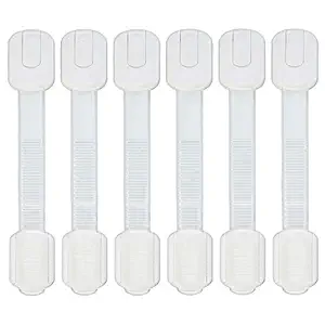 Wearza Baby Safety Locks, Pack of 6 ; Adjustable and Flexible Lock ; Big 3M Adhesive Surface Area for Better Stick ; Cabinet Drawer Lock Children Kids ; Kitchen Fridge, Cupboards (White Color)