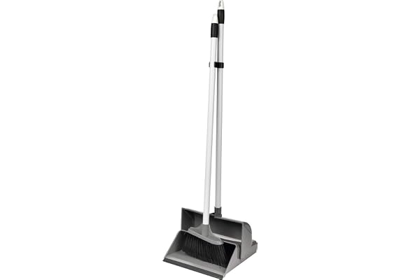 ROZENBAL 500581 Céleste Pelle-Balayette Grand Modèle avec Pelle Réservoir Bord Caoutchouc et Balayette Plastique Gris 105x27.5x9 cm