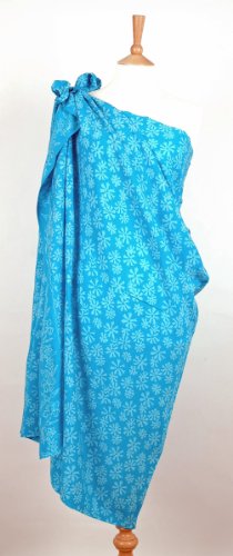 Turquoise Batik Marigolds Sarong/Wrap Large in Plus size