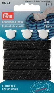 Prym Elastique à boutonnières 12 mm avec 3 boutons blanc