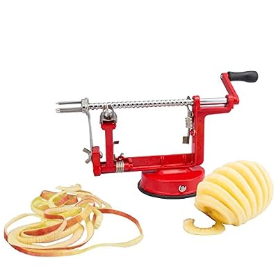 acehe Pomme 3 en 1 éplucheur à pommes, Epluche Pommes, pomme Corer et spirale Schneider acier inoxydable (Rouge)