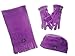 Produktbild WINTER Fleece Set 4- teilig für Damen bestehend aus 1 Schal, 1 Mütze und 1 Paar Handschuhe - violett
