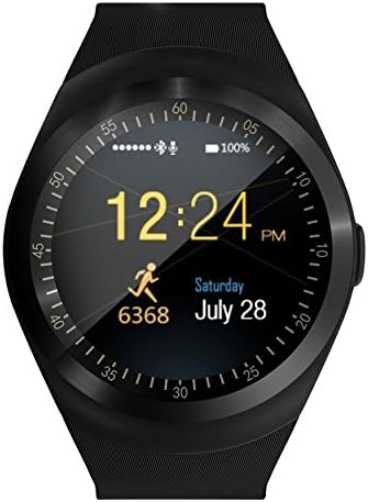 CoolFoxx Y1 Smart Watch Bluetooth WristWatch Round Touch HD Screen with SIM &amp; TF Card Slot,Pedometer,Sleep Moniter,SMS,Call and Sedentary Reminder for Android IOS