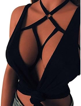 Amlaiworld Verführerische Frauen Harness Neckholder BH Elastischer Ring BH Höhle Dessous