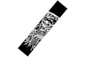 JONSCART 47"X10" Sport Outdoor Skateboard Longboard Dancing Board Double Rocker Board Cruiser Board Waterproof Diamond Griptape Sheet Sticker Deck Sandpaper (skull)