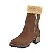 Produktbild MYMYG Frauen Stiefeletten Damen Winterschuhe Flock Warme Stiefel Martin Snow Boots Short Bootie Stiefel Wildleder mit Halbhohe Blockabsatz Halbschaft Lang Martin Boots