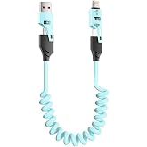 Lunatic 0860 USB Type-C Lightning 4'&uuml; 1 Arada 65W PD Hızlı Şarj Data Kablosu 1.5m Spiral &Ccedil;evirici Akıllı Hibrit Bağlantı (4-i