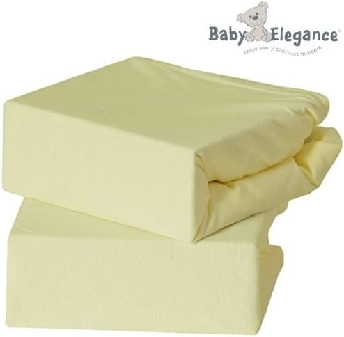 2 x Baby Elegance® 100% Pure Cotton Flannelette Moses Crib Cridle Fitted Sheet - Lemon