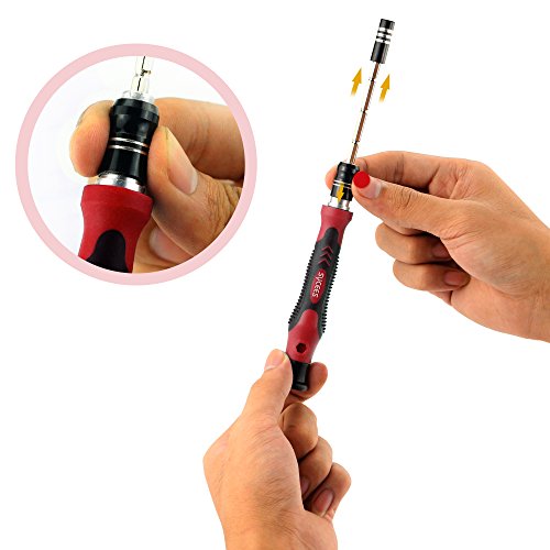 SYCEES 58 in 1 Schraubendreher Set mit 54 Bits Präzisions Magnetische Schraubenzieher, Reparatur Werkzeug für elektronische Kleingeräte wie Handy, Tablet, PC, Laptop, Uhr, Kamera, Brillen (Rot Schraubendreher Set) - 6