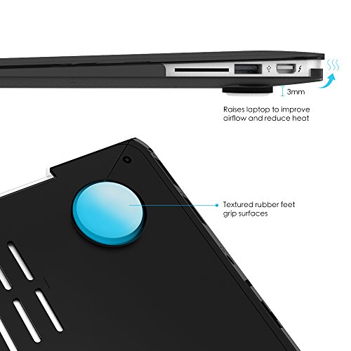 iBenzer – Soft-Skin-Serie Kunststoffabdeckung des schweren Kastens für Macbook Air 13,3“ (A1466/A1369) NO CD-ROM, Schwarz MMA13BK - 5