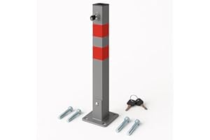 COCUS Premium Steel Folding Driveway Bollard | Lockable Parking Post & Security Barrier for Parking Space, Vehicle Driveway & Car Park with 3 Keys
