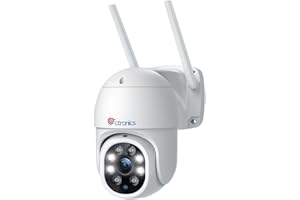ctronics 2K 4MP 2560×1440P Telecamera Wifi Esterno, FHD Videocamera Sorveglianza Wifi con 355°Pan /90°Tilt, 30m Visione Notturna Colori, Rilevamento Umano, Auto Tracking, Audio Bidirezionale, IP66