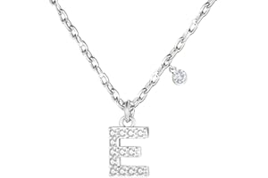 GUOYU 26 Collier Initiale Lettre d'Anniversaire pour Femme Fille, Collier avec Lettre en Zircons d'Argent Pendentif, Personnalisation Idées Cadeaux Anniversaire Célébration