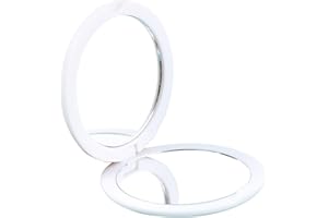 AMZLORD Espejo pequeño de doble cara redondo plegable de viaje espejo de maquillaje ovalado portátil para bolsillo de bolso