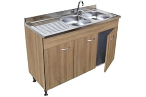 Arredobagno e Cucine Mobile cucina sottolavello componibile rovere 120cm tre sportelli,con lavello inox