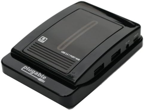 Plugable 7 Port High Speed USB 2.0 Hub (With 3A Power Adapter for UK Mains)