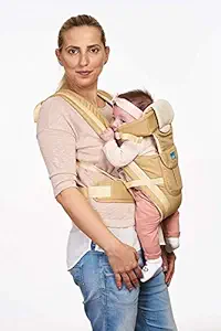 U-GROW Four Way Baby Carrier Soft & Comfortable with Safety Belt and Wide Cushioned Straps (Beige)