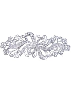 EVER FAITH® österreichischen Kristall Schleife Band Brosche Klar Silber-Ton N02465-1