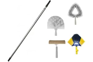 KIT Pulizia - Asta Alluminio mt 6 + 4 scovoli | Asta Regolabile 6 mt + 3 Levaragnatele Multiuso + Lavavetri