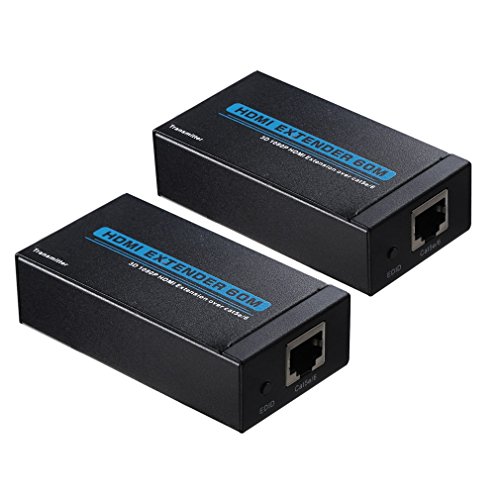HDMI Extender Adapter,LESHP Full HD 3D 1080P HDMI Erweiterung über Single Cat5e / 6 Kabel Serie Kabel HDMI TO RJ4 Extender (bis zu 60m)