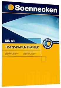 Block Transparentpapier A3 - 50 Blatt, 90/95 G/qm, Hochtransparent Für Zeichnungen & Kopien