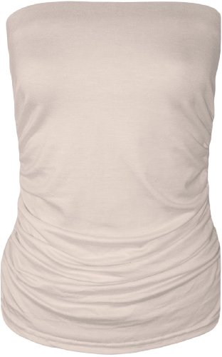 WearAll - Mujeres Sin Mangas llanura Acanaló el Boob-Tube Top - Blanco - 40-42