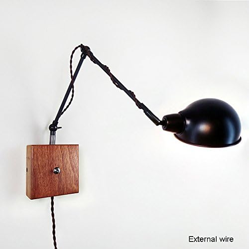 Wall Lamp American Retro Wood Sucker Integrated Switch Adjustable Long Arm Iron Sconce Nordic Bedroom Bedside Office Child Room Reading Wall Light(with/without Wire Plug) ( Design : A-2 )
