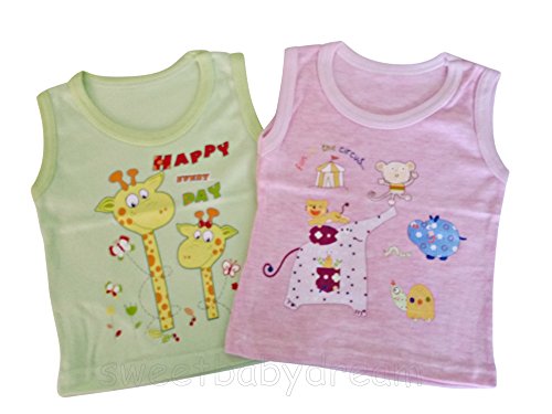 Baby Unisex Summer Sleeveless Tops - 2 pack 100% Cotton 6-9 months.
