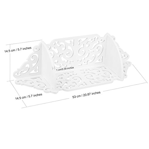 Finether weißes Wandregal Hängeregal Schweberegal kleines Deko Regal im Barock Stil für Wohnzimmer Badezimmer zur Aufbewahrung von Dekoartikel Toilettenartikel Fotorahmen aus WPC Wandmontage weiß 53 x 15 x 15 cm - 4