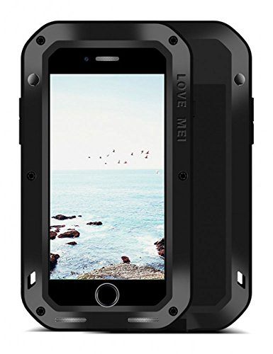 LOVE MEI Cover iPhone 8 Plus, Potente Robusto Ibrido Alluminio Metallo Armatura Antiurto Antipolvere Custodia per Apple iPhone8 Plus e iPhone7 Plus 5.5 Pollice con Vetro temperato (Nero)