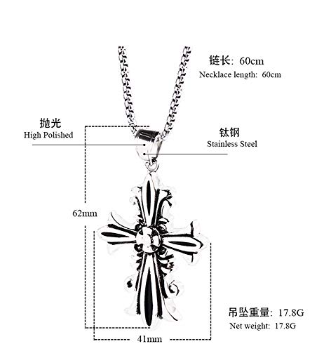 Y-modo-Motif-Croix-Titane-Acier-Collier-Punk-Pendentif-Fleur-Hommes-Scout-Hommes